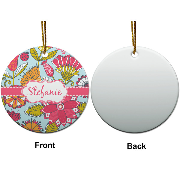 Wild Flowers Ceramic Flat Ornament - Circle Front & Back (APPROVAL)