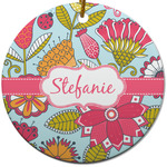 Wild Flowers Round Ceramic Ornament w/ Name or Text