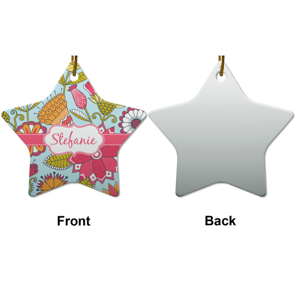 Wild Flowers Ceramic Flat Ornament - Star Front & Back (APPROVAL)