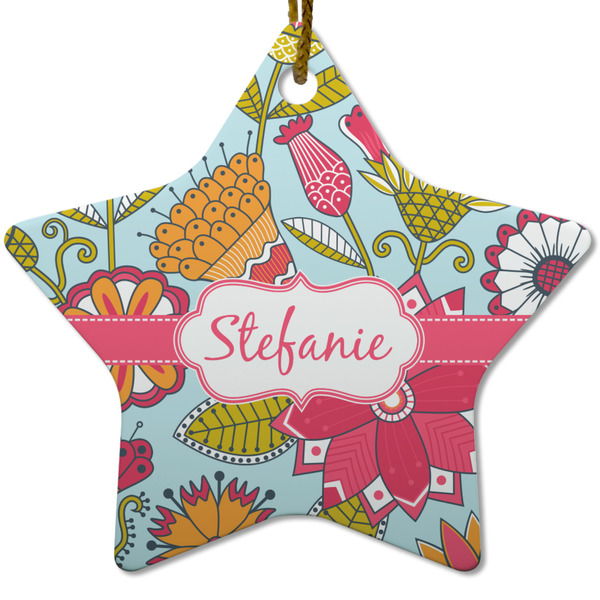 Wild Flowers Ceramic Flat Ornament - Star (Front)