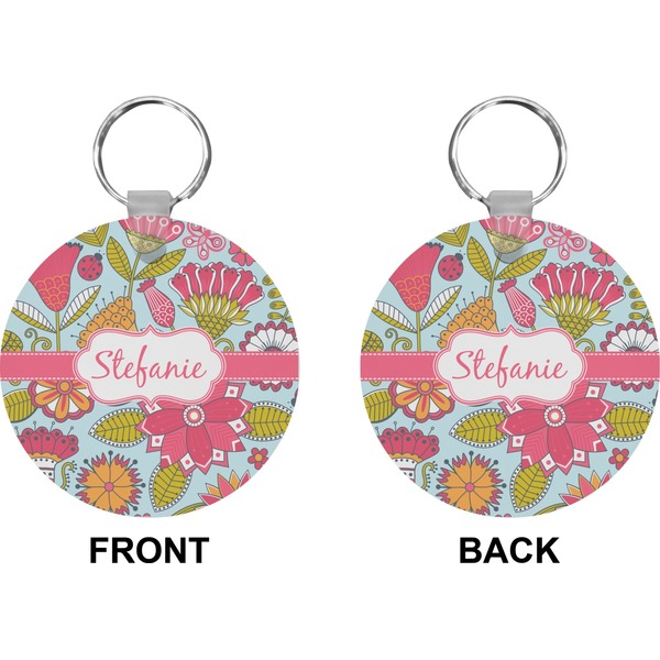 Wild Flowers Circle Keychain (Front + Back)