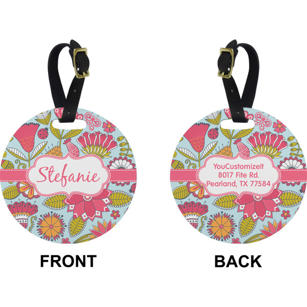 Wild Flowers Circle Luggage Tag (Front + Back)