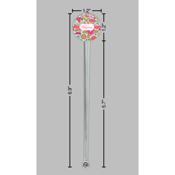 Wild Flowers Clear Plastic 7" Stir Stick - Round - Dimensions