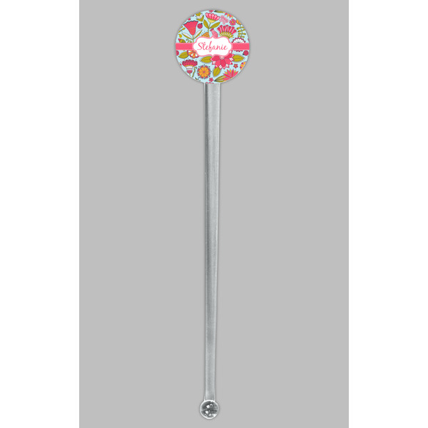 Wild Flowers Clear Plastic 7" Stir Stick - Round - Single Stick