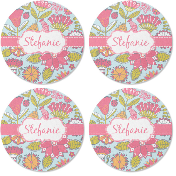 Wild Flowers Coaster Round Rubber Back - Apvl