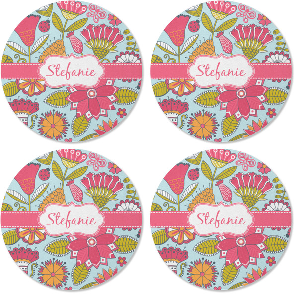 Wild Flowers Coaster Round Rubber Back - Apvl