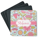 Wild Flowers Square Rubber Backed Coasters - Set of 4 (Personalized)
