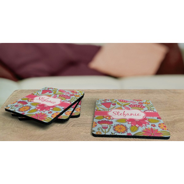 Wild Flowers Coaster Rubber Back - On Coffee Table