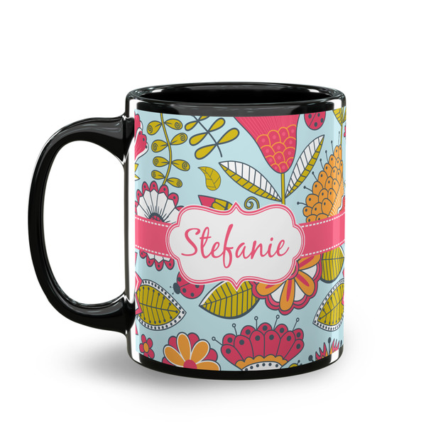 Wild Flowers Coffee Mug - 11 oz - Black