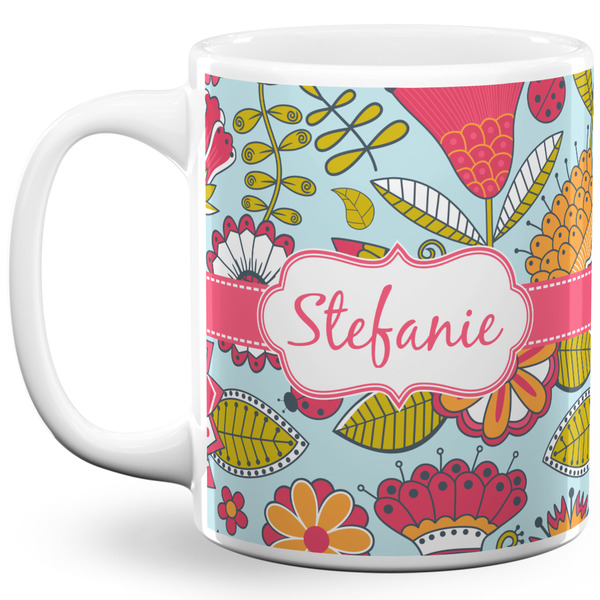 Custom Wild Flowers 11 Oz Coffee Mug - White (Personalized)