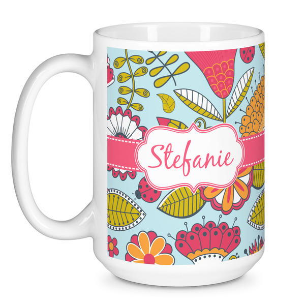 Wild Flowers Coffee Mug - 15 oz - White