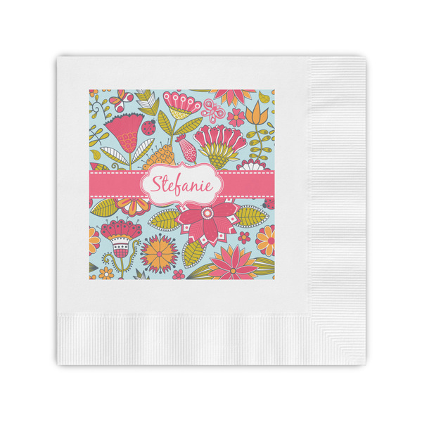 Custom Wild Flowers Coined Cocktail Napkins (Personalized)