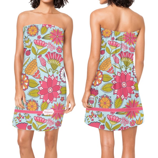 Wild Flowers Custom Bath Wrap - Front & Back View