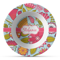 Wild Flowers Plastic Bowl - Microwave Safe - Composite Polymer (Personalized)
