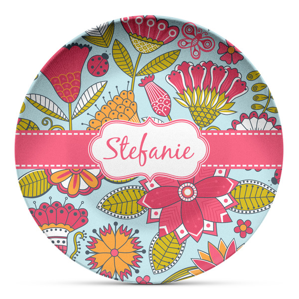 Custom Wild Flowers Microwave Safe Plastic Plate - Composite Polymer (Personalized)