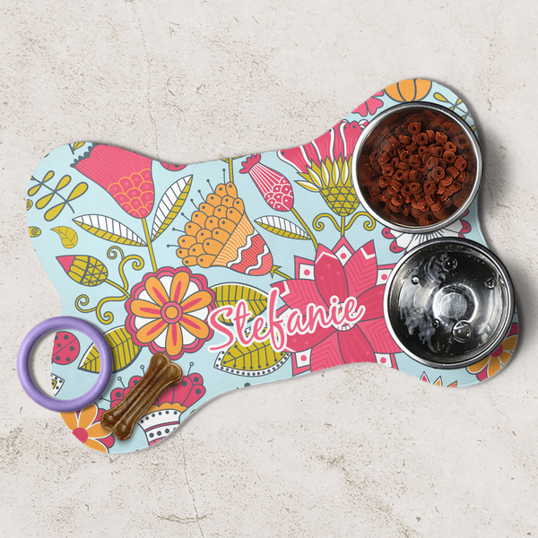 Wild Flowers Dog Bone Shaped Mat Lifestyle