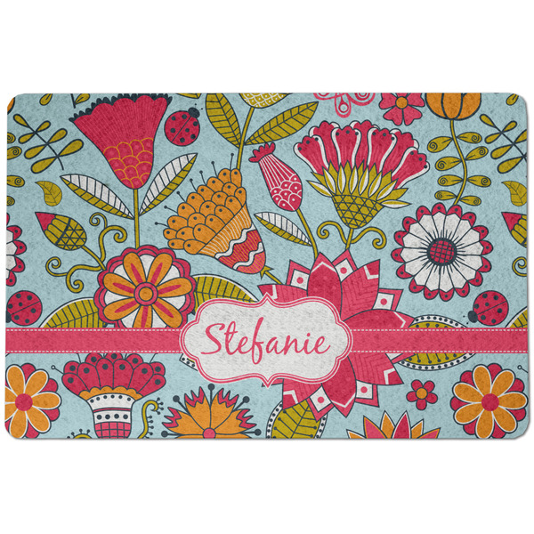 Custom Wild Flowers Dog Food Mat w/ Name or Text