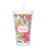 Wild Flowers Double Wall Tumbler with Straw (Personalized)