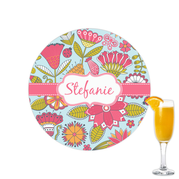 Custom Wild Flowers Printed Drink Topper - 2.15" (Personalized)