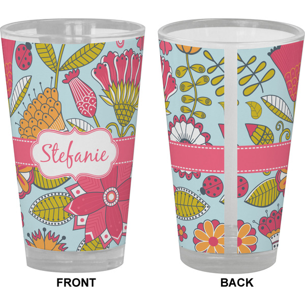 Wild Flowers Pint Glass - Full Color - Front & Back Views