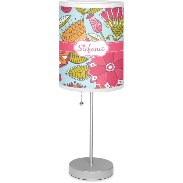 Custom Wild Flowers 7" Drum Lamp with Shade Linen (Personalized)