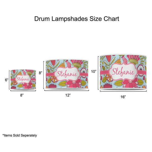 Wild Flowers Drum Lampshades - Sizing Chart
