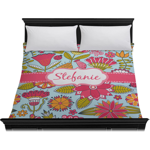 Wild Flowers Duvet Cover - King - On Bed - No Prop