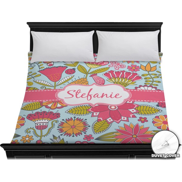 Custom Wild Flowers Duvet Cover - King (Personalized)