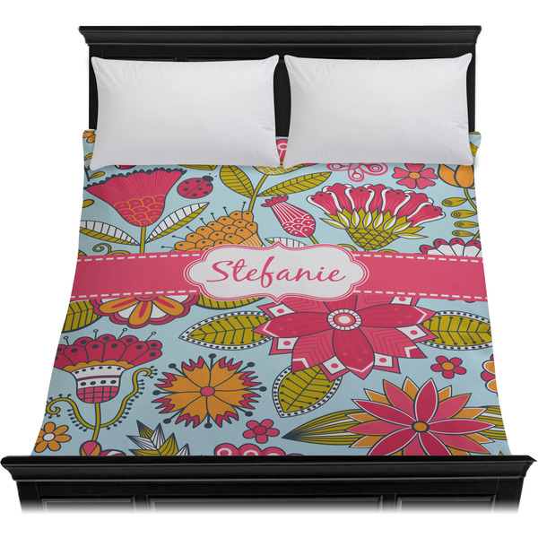 Wild Flowers Duvet Cover - Queen - On Bed - No Prop