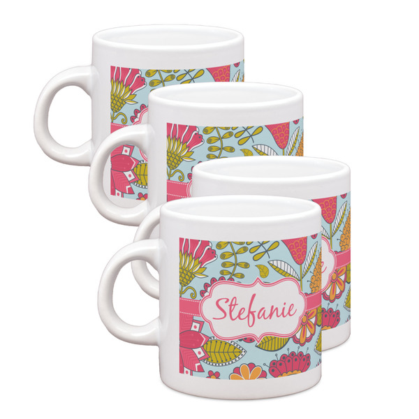 Custom Wild Flowers Single Shot Espresso Cups - Set of 4 (Personalized)
