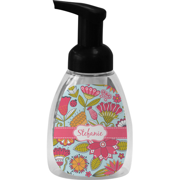Custom Wild Flowers Foam Soap Bottle - Black (Personalized)