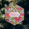Wild Flowers Frosted Glass Ornament - Hexagon (Lifestyle)