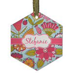 Wild Flowers Flat Glass Ornament - Hexagon w/ Name or Text