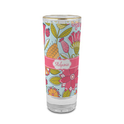 Wild Flowers 2 oz Shot Glass - Glass with Gold Rim (Personalized)