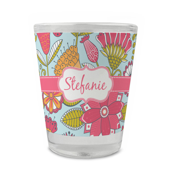 Custom Wild Flowers Glass Shot Glass - 1.5 oz - Single (Personalized)