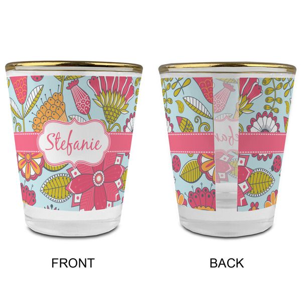 Wild Flowers Glass Shot Glass - with gold rim - APPROVAL