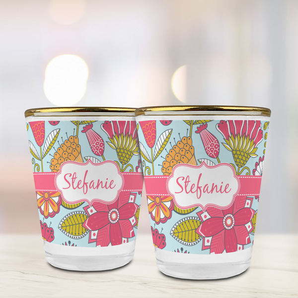 Wild Flowers Glass Shot Glass - with gold rim - LIFESTYLE