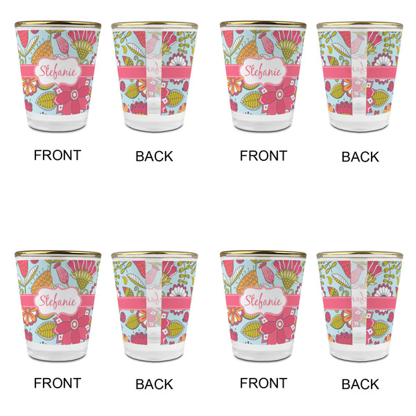 Wild Flowers Glass Shot Glass - with gold rim - Set of 4 - APPROVAL