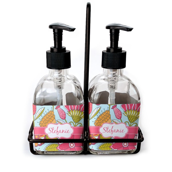Custom Wild Flowers Glass Soap & Lotion Bottles (Personalized)