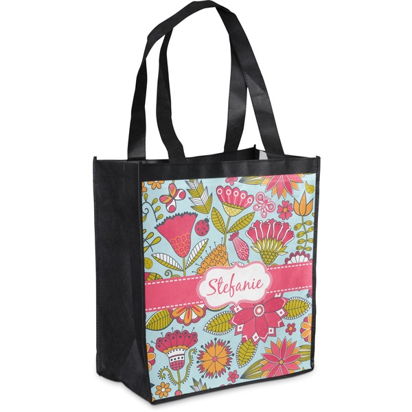Custom Wild Flowers Grocery Bag (Personalized)