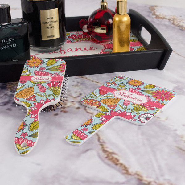 Wild Flowers Hair Brush and Hand Mirror - Bathroom Scene