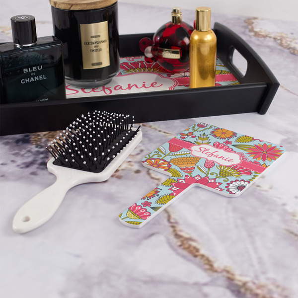 Wild Flowers Hand Mirror - With Hair Brush