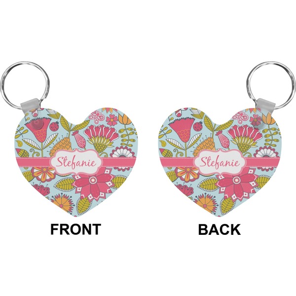 Wild Flowers Heart Keychain (Front + Back)
