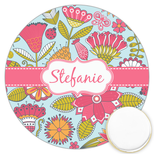Custom Wild Flowers Printed Cookie Topper - 3.25" (Personalized)