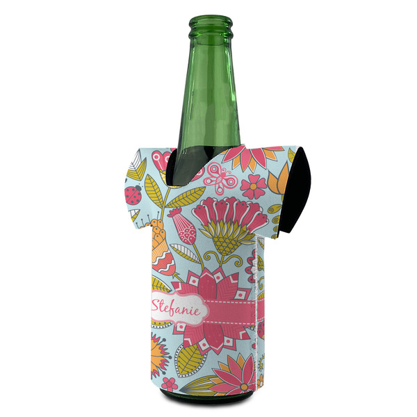 Wild Flowers Jersey Bottle Cooler - ANGLE (on bottle)