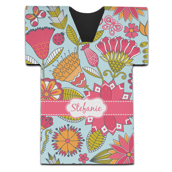 Wild Flowers Jersey Bottle Cooler - Set of 4 - FRONT (flat)