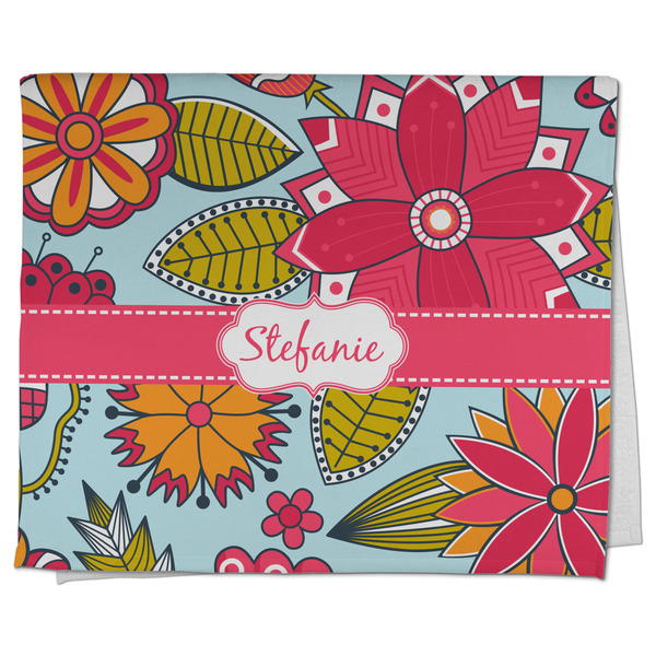 Custom Wild Flowers Kitchen Towel - Poly Cotton w/ Name or Text