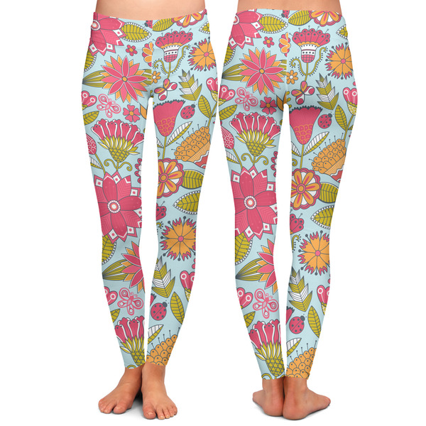Wild Flowers Ladies Leggings - Front and Back