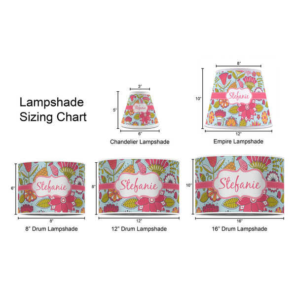 Wild Flowers Lampshade Sizing Chart