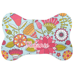 Wild Flowers Bone Shaped Dog Food Mat (Personalized)